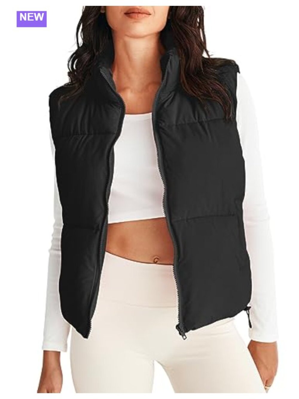 MEROKEETY Women's Quilted Puffer Vest Sleeveless Zip-Up Coat
